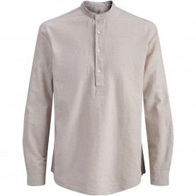 Риза с дълъг ръкав Jack & jones Breeze Tunic Linen long sleeve shirt - Beige (String) риза,с,дълъг,ръкав,дамски,ризи,мъжки,ризи,jack,&,jones,breeze,tunic,linen,long,sleeve,shirt,beige,(string)