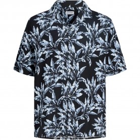 риза,с,къс,ръкав,дамски,ризи,мъжки,ризи,jack,&,jones,jeff,monochrome,short,sleeve,shirt,black,(celestial,blue)