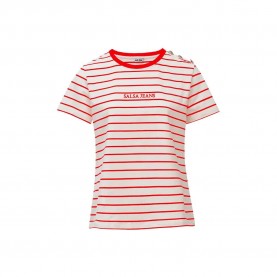 Тениска Salsa jeans 21011062 T-shirt - White (Dark Red) тениска,мъжки,тениски,дамски,тениски,salsa,jeans,21011062,t,shirt,white,(dark,red)