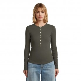 Тениска G-Star Henley long sleeve T-shirt - Grey (Asfalt) тениска,дамски,тениски,g,star,henley,long,sleeve,t,shirt,grey,(asfalt)
