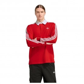 Adidas Originals 3 Stripes Rugby long sleeve polo - Red (Better Scarlet) дамски,блузи,с,яка,мъжки,блузи,с,яка,adidas,originals,3,stripes,rugby,long,sleeve,polo,red,(better,scarlet)
