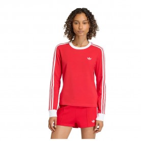Тениска Adidas Originals 3 Stripes Slim long sleeve T-shirt - Red (Better Scarlet / White) тениска,мъжки,тениски,дамски,тениски,adidas,originals,3,stripes,slim,long,sleeve,t,shirt,red,(better,scarlet,white)