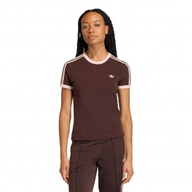 Тениска Adidas Originals 3 Stripes Slim short sleeve T-shirt - Brown (Aurora Coffee / Sandy Pink) тениска,мъжки,тениски,дамски,тениски,adidas,originals,3,stripes,slim,short,sleeve,t,shirt,brown,(aurora,coffee,sandy,pink)