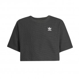 Тениска Adidas Originals Cropped Waffle short sleeve T-shirt - Black (Black) тениска,мъжки,тениски,дамски,тениски,adidas,originals,cropped,waffle,short,sleeve,t,shirt,black,(black)