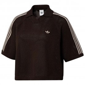 Adidas Originals Knitted Crochet short sleeve polo - Black (Aurora Coffee) дамски,блузи,с,яка,мъжки,блузи,с,яка,adidas,originals,knitted,crochet,short,sleeve,polo,black,(aurora,coffee)