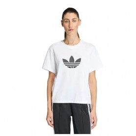 Тениска Adidas Originals Trefoil Boxy short sleeve T-shirt - White (White / Black) тениска,мъжки,тениски,дамски,тениски,adidas,originals,trefoil,boxy,short,sleeve,t,shirt,white,(white,black)