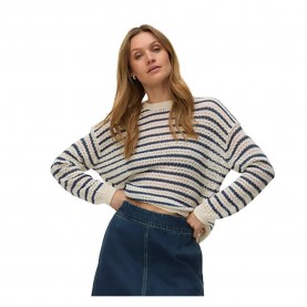 Блуза Vero moda Charlene sweater - Beige (Birch / Stripes Dark Denim) блуза,мъжки,пуловери,дамски,пуловери,vero,moda,charlene,sweater,beige,(birch,stripes,dark,denim)