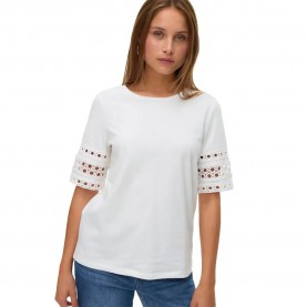Тениска Vero moda Ivacy short sleeve T-shirt - White (Snow White / Detail Snow White Lace) тениска,мъжки,тениски,дамски,тениски,vero,moda,ivacy,short,sleeve,t,shirt,white,(snow,white,detail,snow,white,lace)