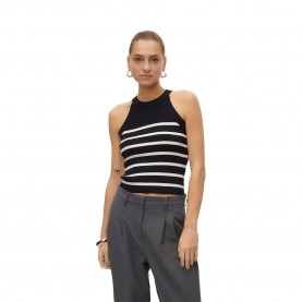 Тениска Vero moda Saba Rib sleeveless T-shirt - Black (Black / Stripes W Birch) тениска,мъжки,тениски,дамски,тениски,vero,moda,saba,rib,sleeveless,t,shirt,black,(black,stripes,w,birch)