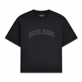 Тениска Guess jeans M6GIB6K8FQ4 Cropped short sleeve T-shirt - Black (Jet Black Multicolor) тениска,мъжки,тениски,дамски,тениски,guess,jeans,m6gib6k8fq4,cropped,short,sleeve,t,shirt,black,(jet,black,multicolor)