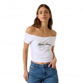 Бебешка тениска Guess jeans Off Shoulder 81 Baby short sleeve T-shirt - White (Pure White) бебешка,тениска,мъжки,тениски,дамски,тениски,guess,jeans,off,shoulder,81,baby,short,sleeve,t,shirt,white,(pure,white)