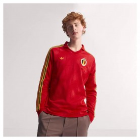 Футболна фланелка Adidas Belgium Home 1986 long sleeve T-shirt - Red (Red) футболна,фланелка,мъжки,тениски,дамски,тениски,adidas,belgium,home,1986,long,sleeve,t,shirt,red,(red)