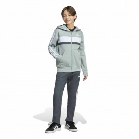 Анцуг Adidas Seasonal Essentials Tiberio 3 Stripes Fleece tracksuit - Green (Wonder Sage / White / Dark Grey Heather) анцуг,детски,анцузи,adidas,seasonal,essentials,tiberio,3,stripes,fleece,tracksuit,green,(wonder,sage,white,dark,grey,heather)