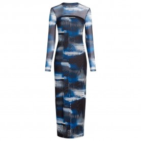 Дънки Karl lagerfeld jeans A1W13013 long sleeve long dress - Blue (Midnght Glitched Glass Aop) дънки,дамски,поли,и,рокли,karl,lagerfeld,jeans,a1w13013,long,sleeve,long,dress,blue,(midnght,glitched,glass,aop)