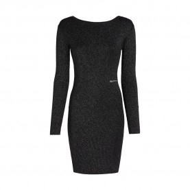 Дънки Karl lagerfeld jeans A1W13011 Glitter Knit long sleeve dress - Black (Black) дънки,дамски,поли,и,рокли,karl,lagerfeld,jeans,a1w13011,glitter,knit,long,sleeve,dress,black,(black)