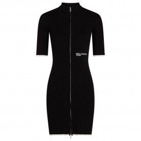 рокля,дамски,поли,и,рокли,karl,lagerfeld,a3w13013,knit,zip,short,sleeve,dress,black,(black)