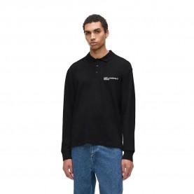Karl lagerfeld A4M17028 Reg Pique long sleeve polo - Black (Black) мъжки,блузи,с,яка,karl,lagerfeld,a4m17028,reg,pique,long,sleeve,polo,black,(black)