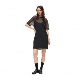 Рокля Karl lagerfeld jeans A4W13048 short sleeve short dress - Black (Black) рокля,дамски,поли,и,рокли,karl,lagerfeld,jeans,a4w13048,short,sleeve,short,dress,black,(black)