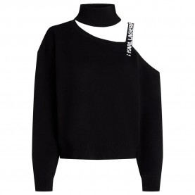 блуза,дамски,пуловери,дамски,плетени,дрехи,karl,lagerfeld,a4w18019,cut,out,sweater,black,(black)