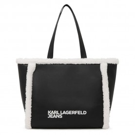 чанта,всички,чанти,karl,lagerfeld,a4w30232,shearling,tote,bag,black,(black,white)