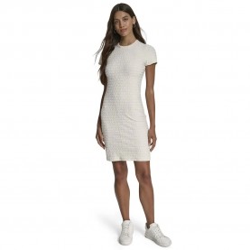Рокля DKNY DJ6D9168 short sleeve dress - Grey (Eggnog) рокля,дамски,поли,и,рокли,dkny,dj6d9168,short,sleeve,dress,grey,(eggnog)