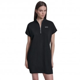 Рокля DKNY Terry Metallic Bubble Logo dress - Black (Black) рокля,дамски,поли,и,рокли,dkny,terry,metallic,bubble,logo,dress,black,(black)