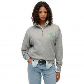 Блуза Superdry Country Club Crest half zip sweater - Grey (Grey Marl) блуза,дамски,пуловери,дамски,плетени,дрехи,superdry,country,club,crest,half,zip,sweater,grey,(grey,marl)