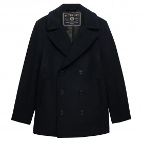 Палто Superdry Merchant Wool Blend Pea coat - Blue (Eclipse Navy) палто,мъжки,якета,superdry,merchant,wool,blend,pea,coat,blue,(eclipse,navy)