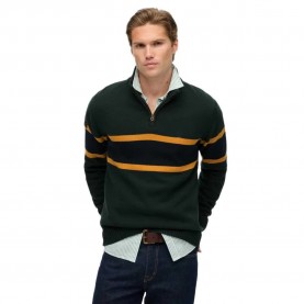 Блуза Superdry Stripe half zip sweater - Green (Eagle Green / Eclipse Navy) блуза,мъжки,пуловери,superdry,stripe,half,zip,sweater,green,(eagle,green,eclipse,navy)