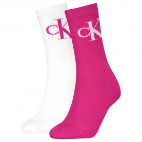 Чорапи Calvin klein 701228811 crew socks 2 pairs - White / Pink (Fuchsia) чорапи,дамски,чорапи,calvin,klein,701228811,crew,socks,2,pairs,white,pink,(fuchsia)