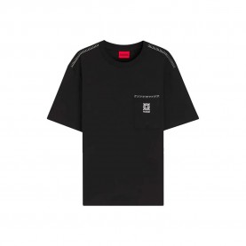 Тениска HUGO Darro 10278508 T-shirt - Black (Black) тениска,мъжки,тениски,дамски,тениски,hugo,darro,10278508,t,shirt,black,(black)