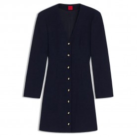 Рокля HUGO Kanegi 10276627 long sleeve dress - Blue (Navy) рокля,дамски,поли,и,рокли,hugo,kanegi,10276627,long,sleeve,dress,blue,(navy)