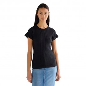 Тениска Wrangler Capped Rib short sleeve T-shirt - Black (Black) тениска,мъжки,тениски,дамски,тениски,wrangler,capped,rib,short,sleeve,t,shirt,black,(black)