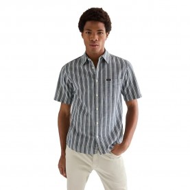 риза,с,къс,ръкав,дамски,ризи,мъжки,ризи,wrangler,chambray,short,sleeve,shirt,grey,(dark,stripe)