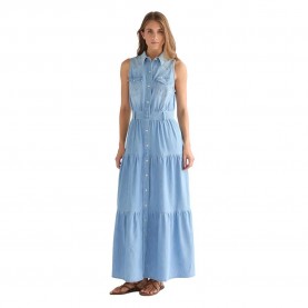 Рокля Wrangler Tiered Maxi sleeveless long dress - Blue (Kaia) рокля,дамски,поли,и,рокли,wrangler,tiered,maxi,sleeveless,long,dress,blue,(kaia)