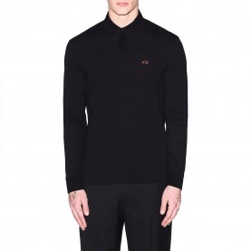 Armani exchange XM001288_AF17321 long sleeve polo - Black (Black / Orange Rust) дамски,блузи,с,яка,мъжки,блузи,с,яка,armani,exchange,xm001288,af17321,long,sleeve,polo,black,(black,orange,rust)