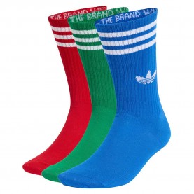Чорапи Adidas Originals 3 Stripes High crew socks 3 units - Multicolor (Blue / Better Scarlet / Green) чорапи,мъжки,чорапи,дамски,чорапи,adidas,originals,3,stripes,high,crew,socks,3,units,multicolor,(blue,better,scarlet,green)