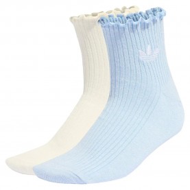 Чорапи Adidas Originals Ruffle Quarter socks - White / Blue (Crystal Sky / Off White) чорапи,мъжки,чорапи,дамски,чорапи,adidas,originals,ruffle,quarter,socks,white,blue,(crystal,sky,off,white)