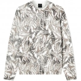суичър,мъжки,пуловери,armani,exchange,xm002440,af22064,hoodie,white,(cream,leaf,allover,print,b)