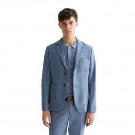Сако Scotch & soda 182147 Regular Fit blazer - Blue (Pageant Blue Melange) сако,мъжки,сака,scotch,&,soda,182147,regular,fit,blazer,blue,(pageant,blue,melange)