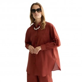 Риза с дълъг ръкав Scotch & soda U9B01328T Oversize long sleeve shirt - Brown (Burnt Henna) риза,с,дълъг,ръкав,дамски,ризи,мъжки,ризи,scotch,&,soda,u9b01328t,oversize,long,sleeve,shirt,brown,(burnt,henna)