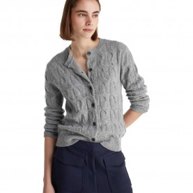 Жилетка Tommy hilfiger WW0WW47463 cardigan - Grey (Mid Grey Heather) жилетка,дамски,пуловери,дамски,плетени,дрехи,tommy,hilfiger,ww0ww47463,cardigan,grey,(mid,grey,heather)