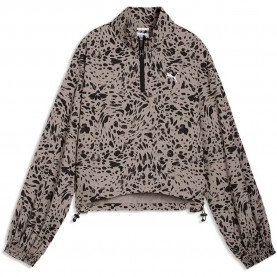 блуза,дамски,блузи,puma,ess,graphic,animal,relaxed,fit,half,zip,sweatshirt,brown,(sandstone)