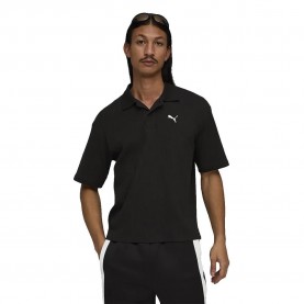 Puma Wardrobe Ess Waffle Boxy Fit short sleeve polo - Black (Puma Black) дамски,блузи,с,яка,мъжки,блузи,с,яка,puma,wardrobe,ess,waffle,boxy,fit,short,sleeve,polo,black,(puma,black)