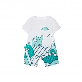 Boboli 233075 short sleeve pelele - White (White) детски,пижами,boboli,233075,short,sleeve,pelele,white,(white)