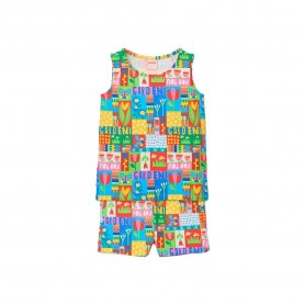 Пижама Boboli 483049 short sleeve pyjama - Multicolor (Patch Print) пижама,детски,пижами,boboli,483049,short,sleeve,pyjama,multicolor,(patch,print)