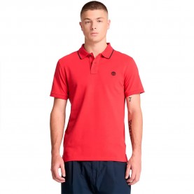 Timberland Millers River Printed Neck short sleeve polo - Red (American Beauty) дамски,блузи,с,яка,мъжки,блузи,с,яка,timberland,millers,river,printed,neck,short,sleeve,polo,red,(american,beauty)