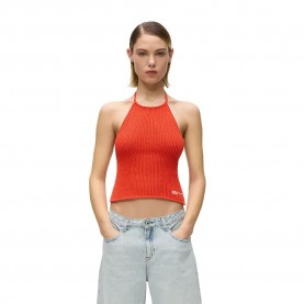 Дънки Karl lagerfeld jeans B2W18023 Sleeveless Top - Orange (Grenadine) дънки,дамски,топове,karl,lagerfeld,jeans,b2w18023,sleeveless,top,orange,(grenadine)
