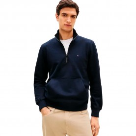 Блуза Tommy hilfiger Essential Terry half zip sweatshirt - Blue (Desert Sky) блуза,мъжки,пуловери,tommy,hilfiger,essential,terry,half,zip,sweatshirt,blue,(desert,sky)