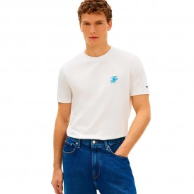Тениска Tommy hilfiger Script Monogram short sleeve T-shirt - White (Ecru) тениска,мъжки,тениски,дамски,тениски,tommy,hilfiger,script,monogram,short,sleeve,t,shirt,white,(ecru)